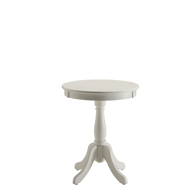 22" White Wood Round Pedestal End Table - Living Room