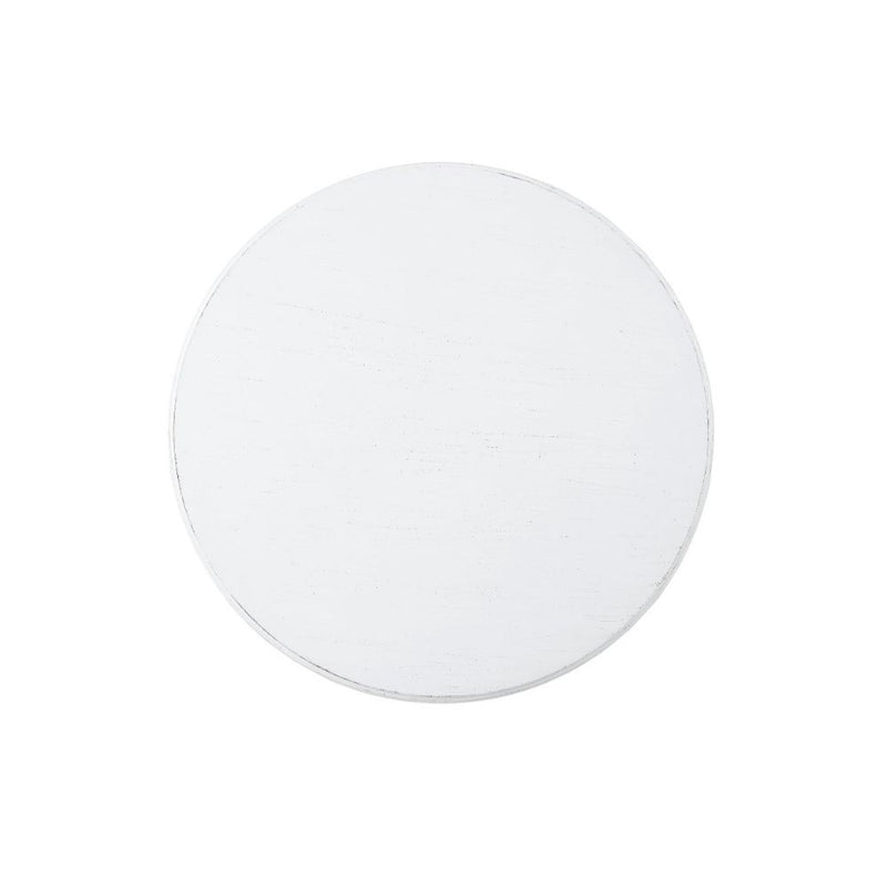 22" White Wood Round Pedestal End Table - Living Room