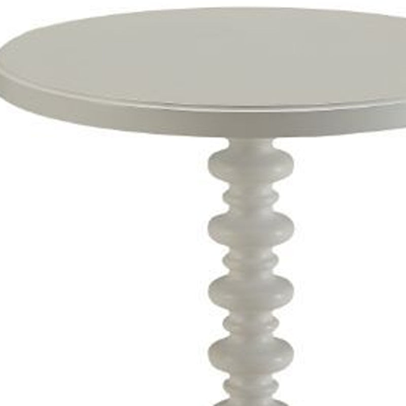 22" White Wood Round Curvy Pedestal End Table - Living Room