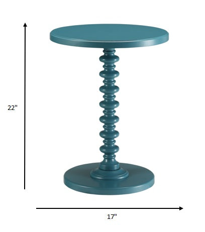Fun Teal Wood Pedestal End Table - Living Room