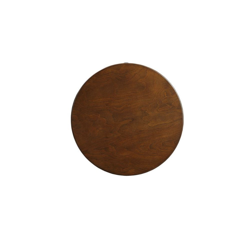 24" Brown Solid Wood Round End Table With Shelf - Living Room