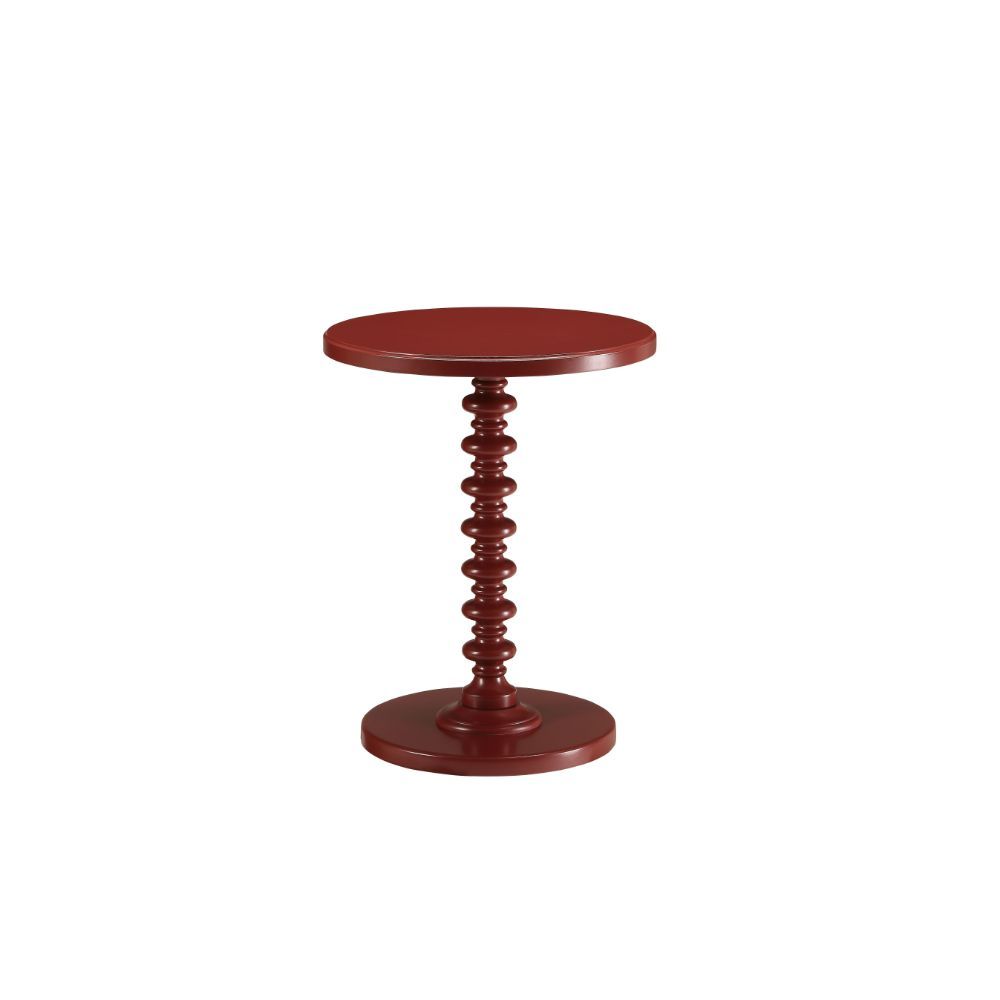 22" Red Solid Wood Round End Table - Living Room