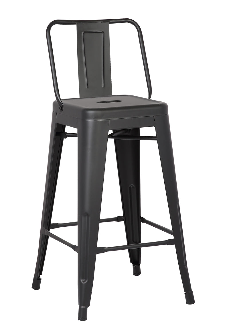 Set of Two 30" Black Iron Low Back Bar Height Bar Chairs - Living Room