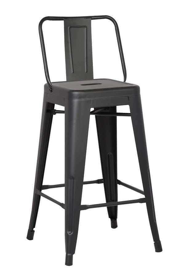 Set of Two 30" Black Iron Low Back Bar Height Bar Chairs - Living Room