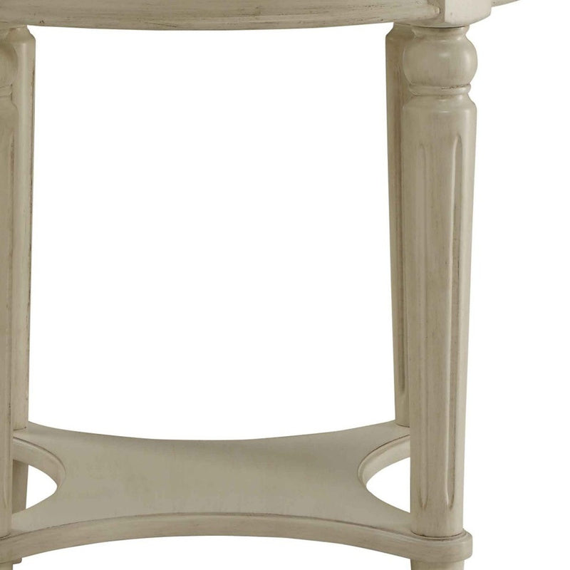 24" Off White Solid Wood Oval End Table With Shelf - Living Room