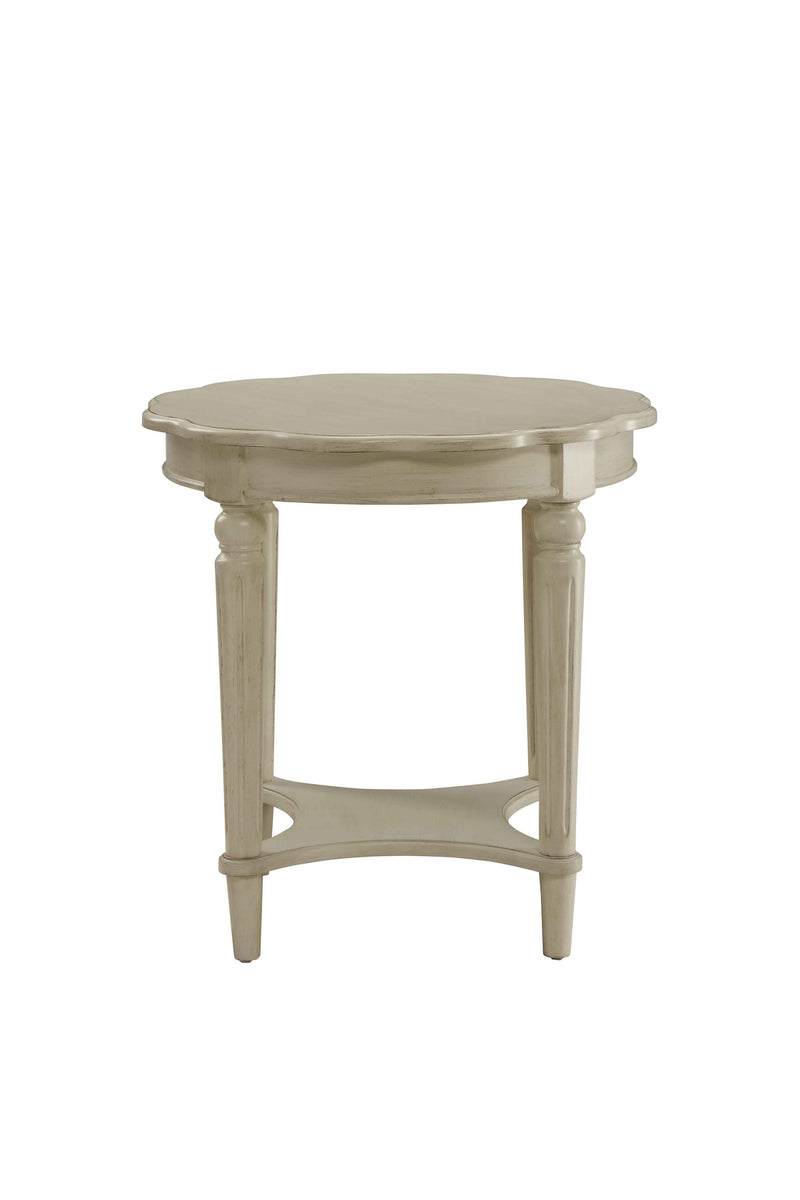 24" Off White Solid Wood Oval End Table With Shelf - Living Room
