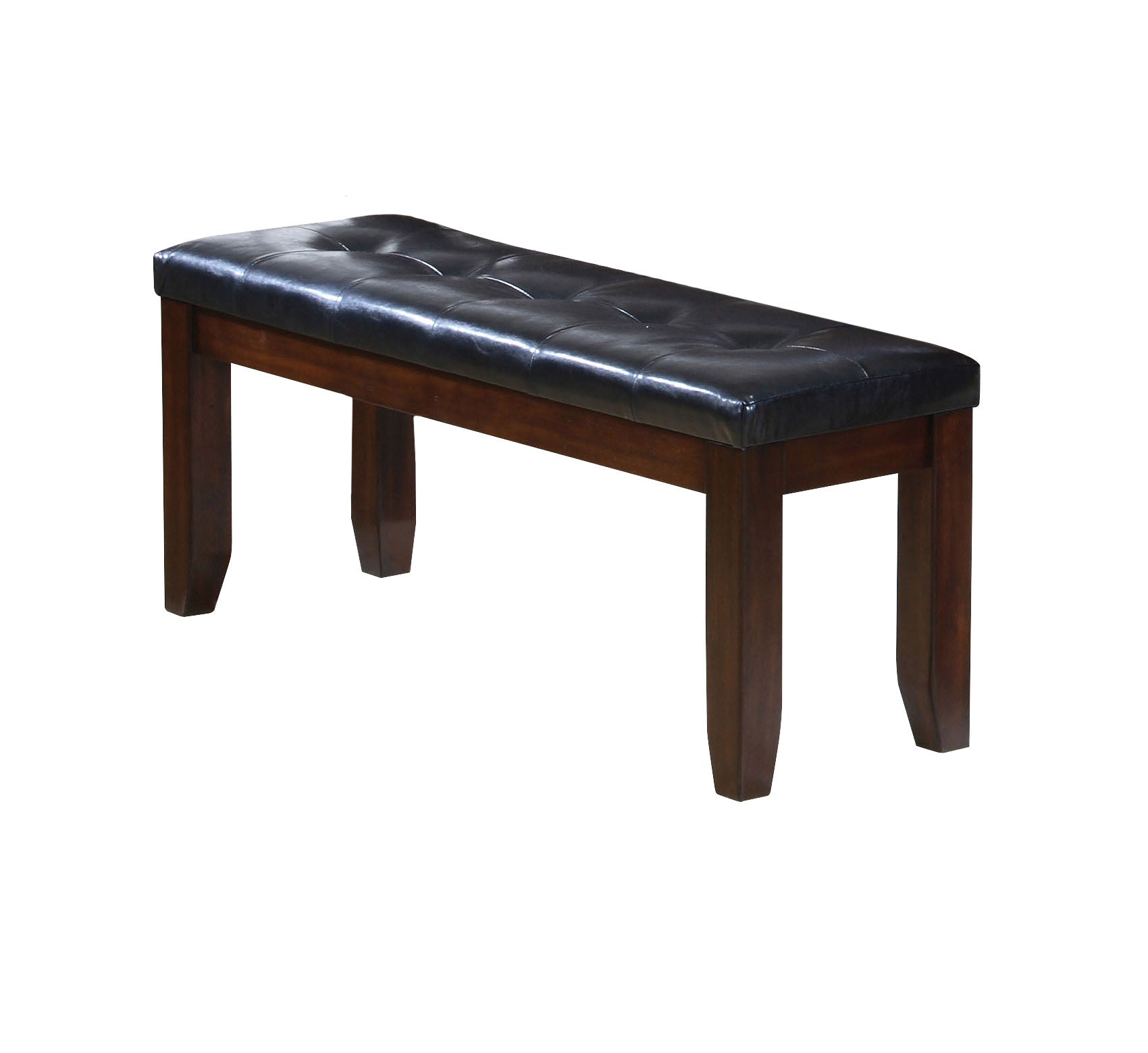 48" Black and Espresso Faux Leather and Wood Upholstered Bench - Living Room