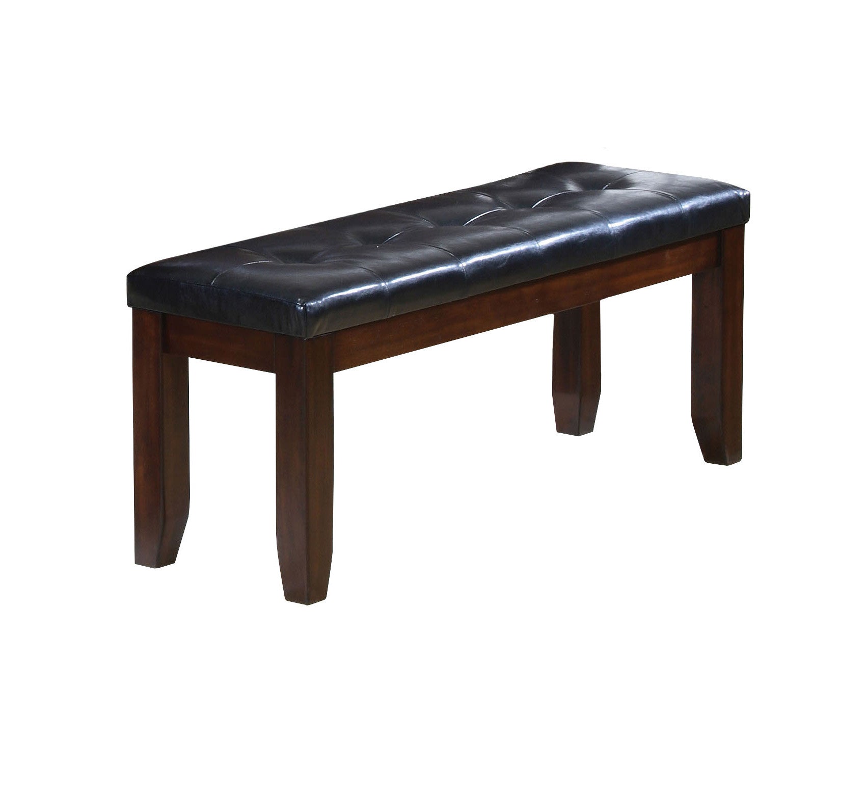 48" Black and Espresso Faux Leather and Wood Upholstered Bench - Living Room