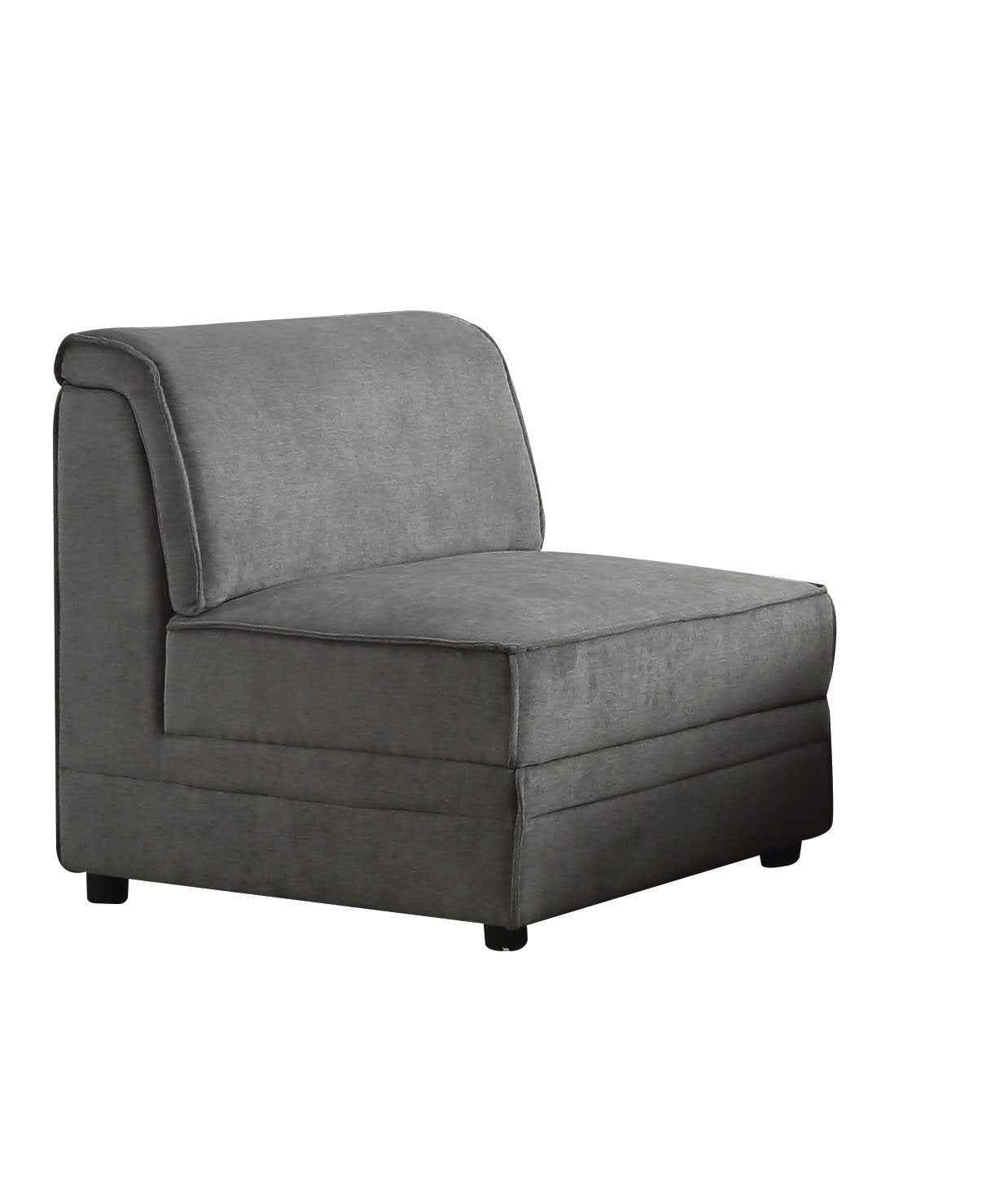 30" Gray and Black Velvet Slipper Chair