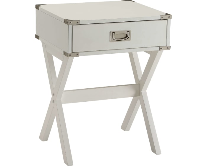 Modern White X Shape Wooden Storage End Table - Living Room