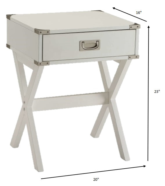 Modern White X Shape Wooden Storage End Table - Living Room