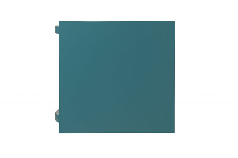 23" Teal Blue Wood Bow Leg End Table With Two Shelves - Living Room