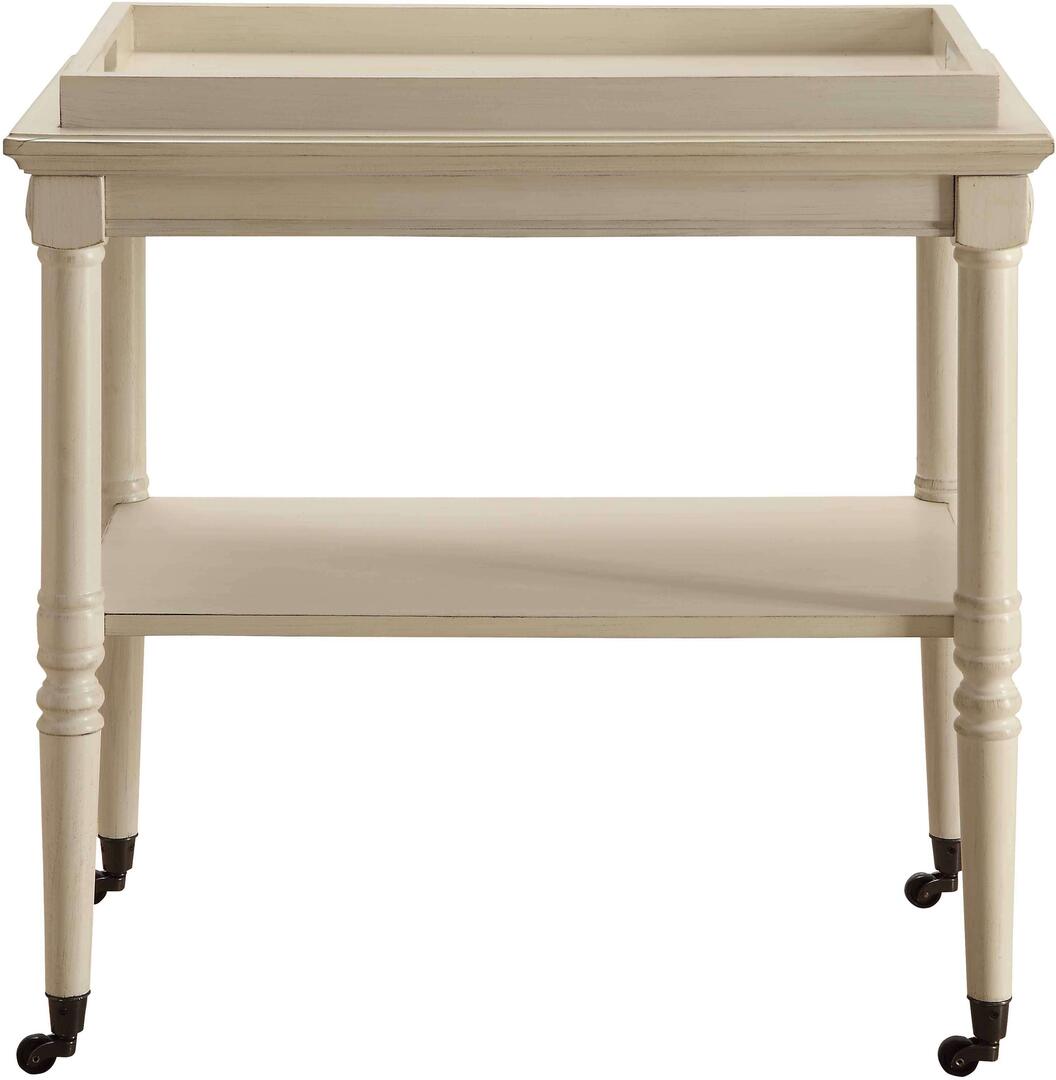 30" Antiqued White Wood Rolling Bar Cart - Kitchen & Dining