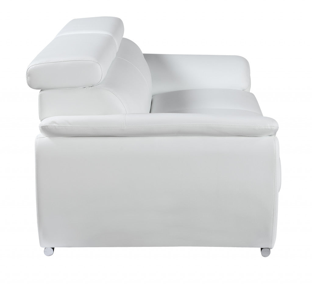 69" White And Silver Faux Leather Loveseat - Living Room