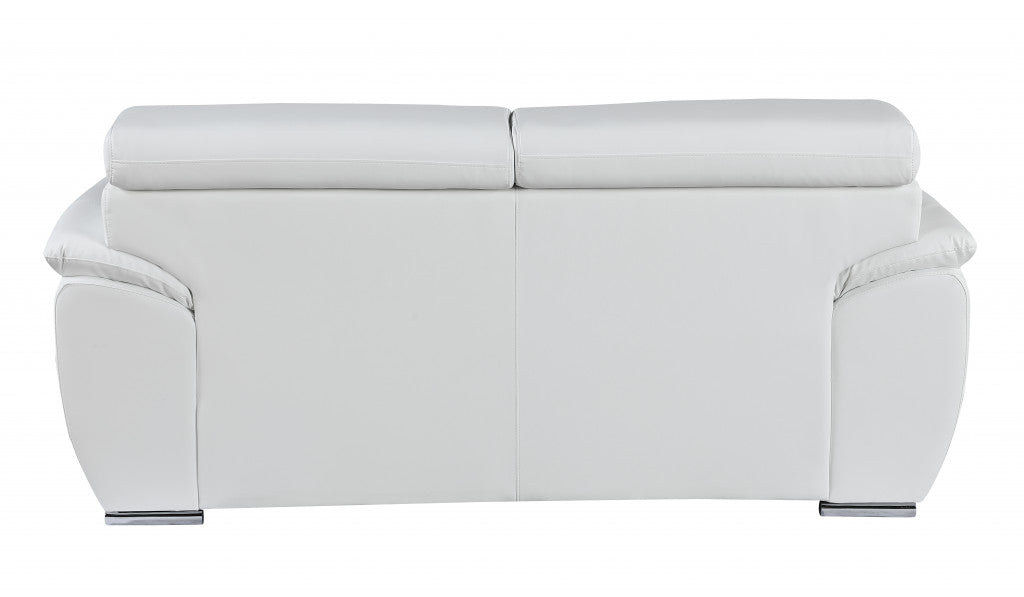 69" White And Silver Faux Leather Loveseat - Living Room