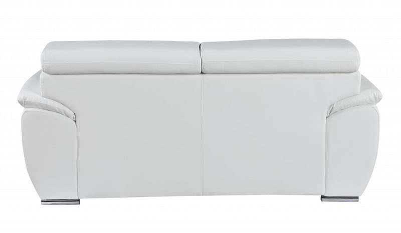 69" White And Silver Faux Leather Loveseat - Living Room