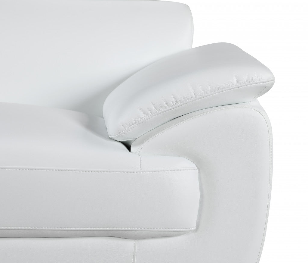 69" White And Silver Faux Leather Loveseat - Living Room