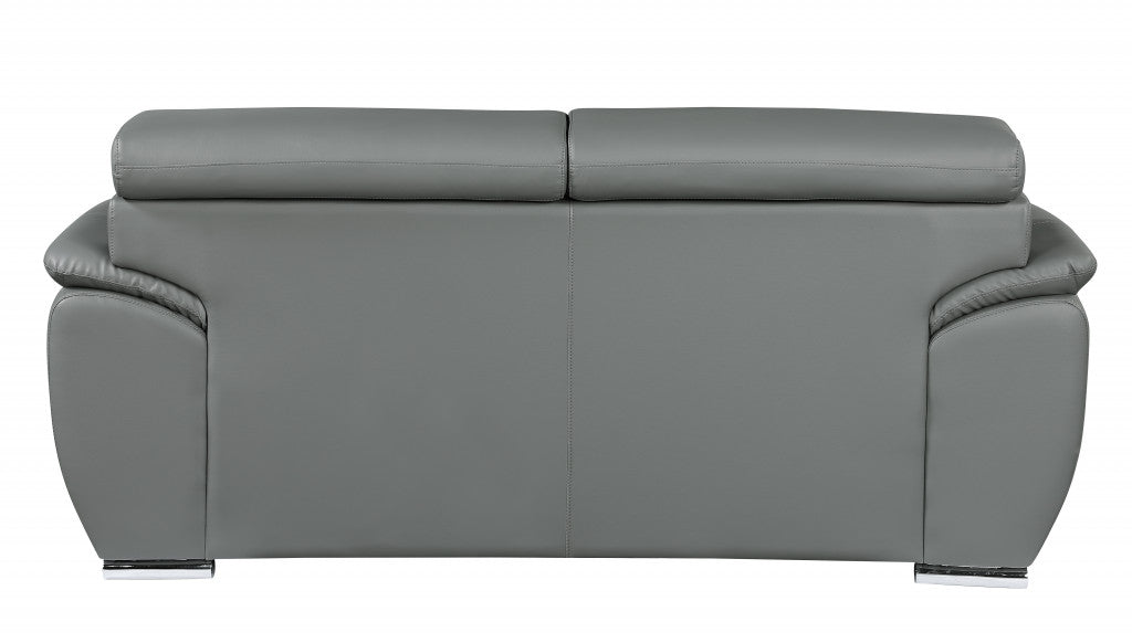 69" Gray And Silver Faux Leather Loveseat - Living Room