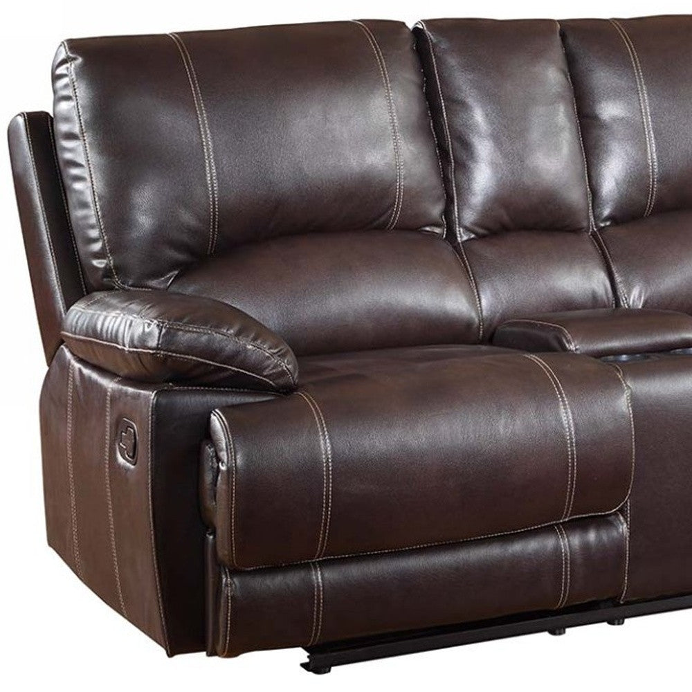 76" Brown Faux Leather Manual Reclining Love Seat With Storage - Living Room