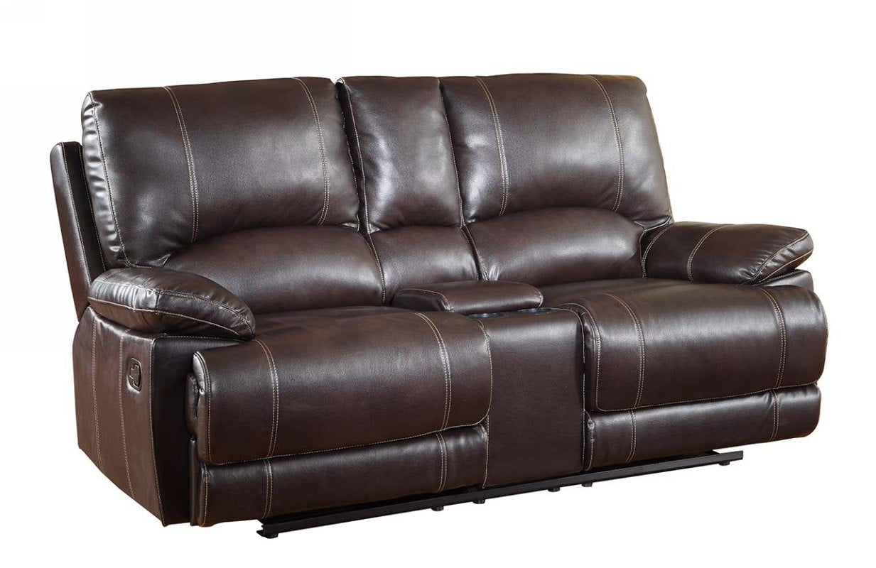 76" Brown Faux Leather Manual Reclining Love Seat With Storage - Living Room