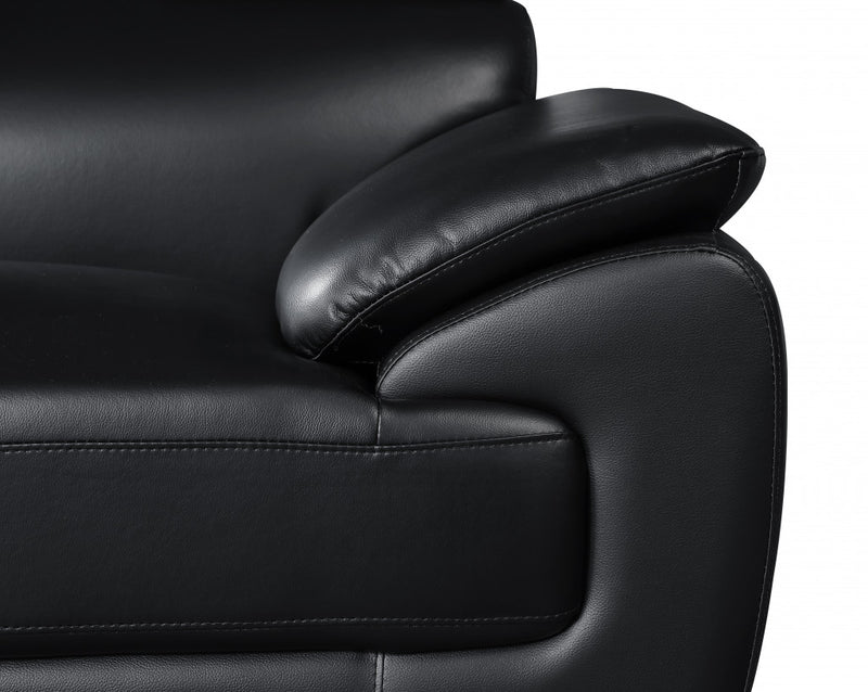 69" Black And Silver Faux Leather Loveseat - Living Room