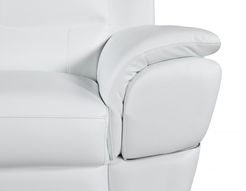 69" White And Silver Faux Leather Love Seat - Living Room