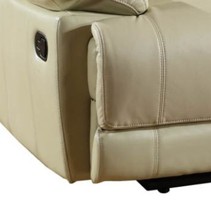 76" Beige Faux Leather Manual Reclining Love Seat With Storage - Living Room