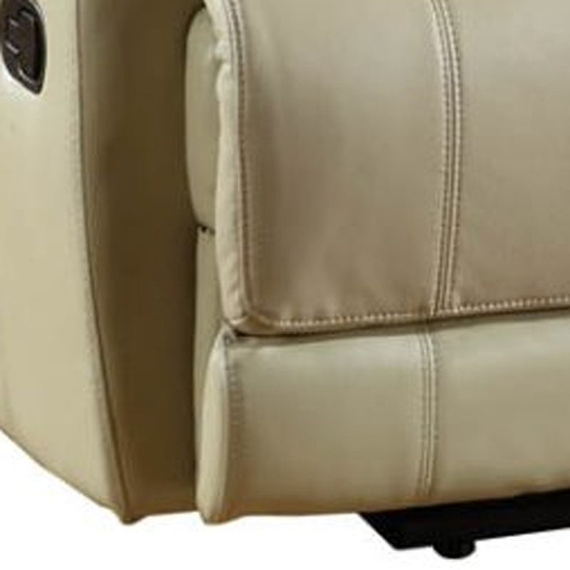 76" Beige Faux Leather Manual Reclining Love Seat With Storage - Living Room
