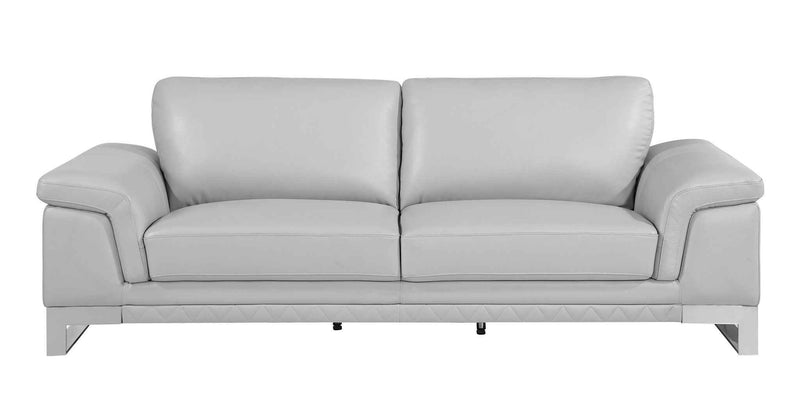 Two Piece Indoor Light Gray Italian Leather Five Person Seating Set