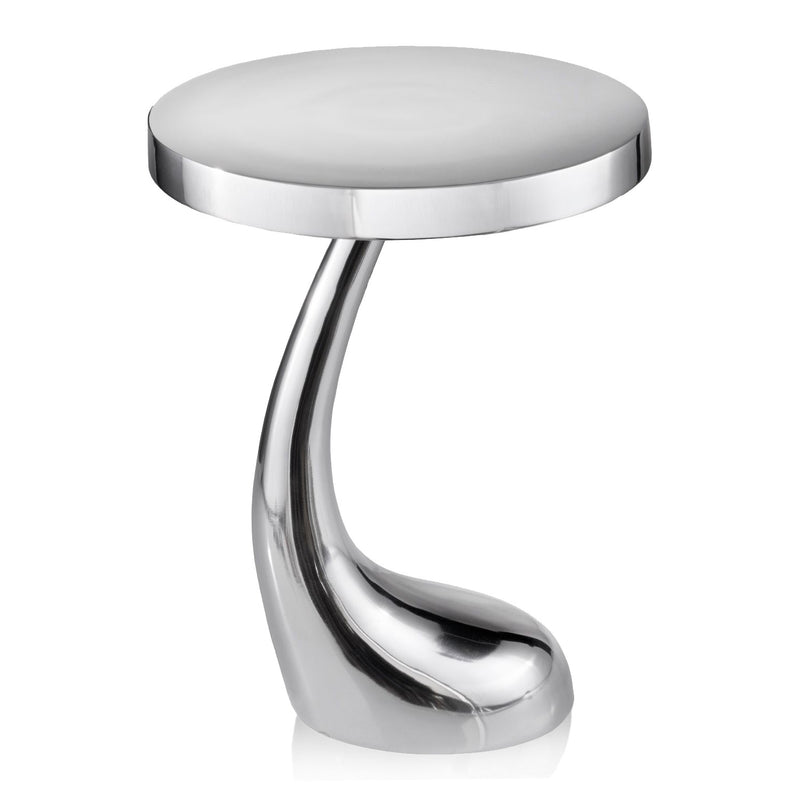 21" Silver Aluminum Round Abstract End Table - Living Room