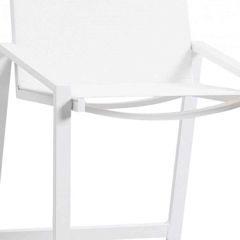 28" White Iron and Stainless Steel Counter Height Bar Chair