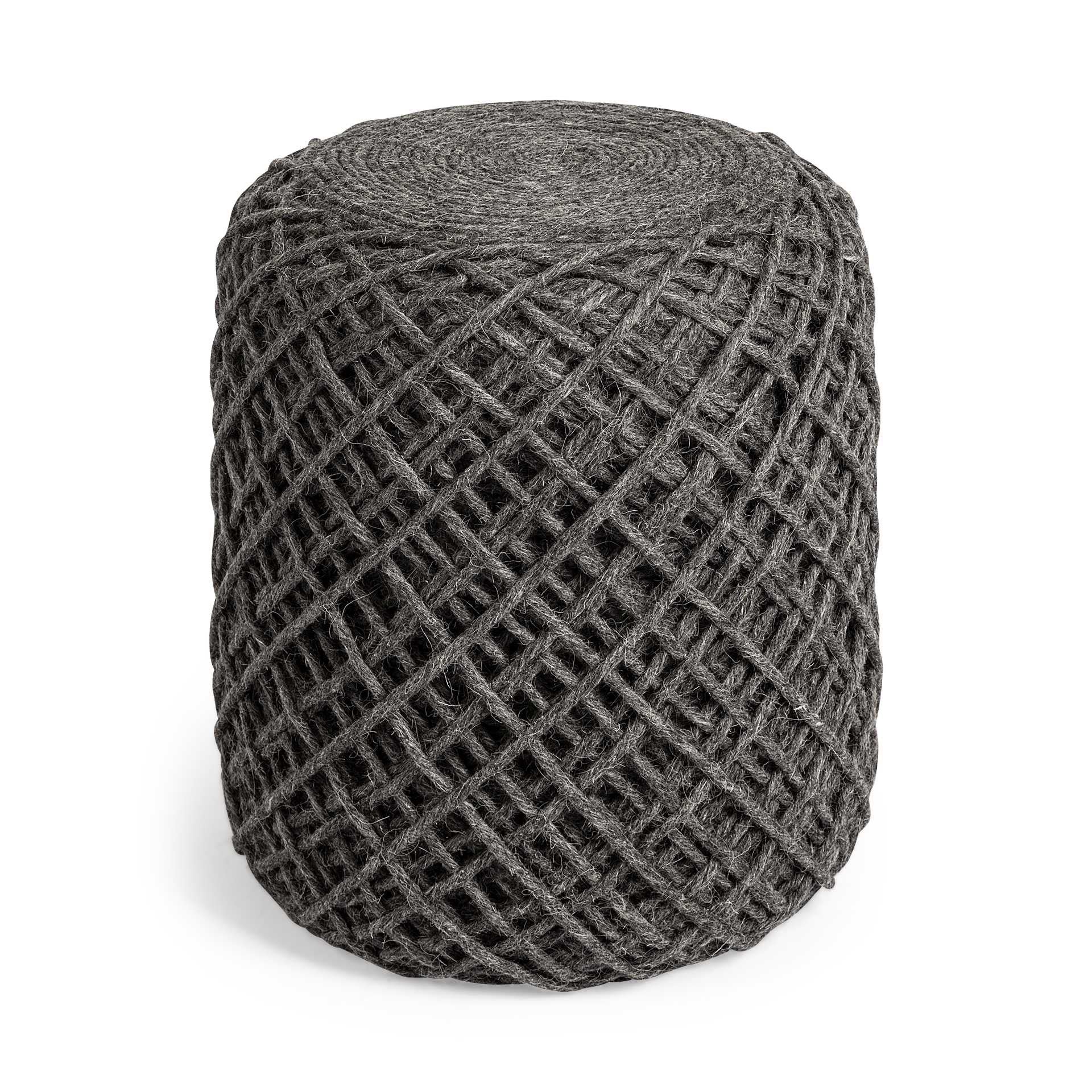 16" Gray Upholstery Cylinder Abstract Pouf Ottoman - Living Room