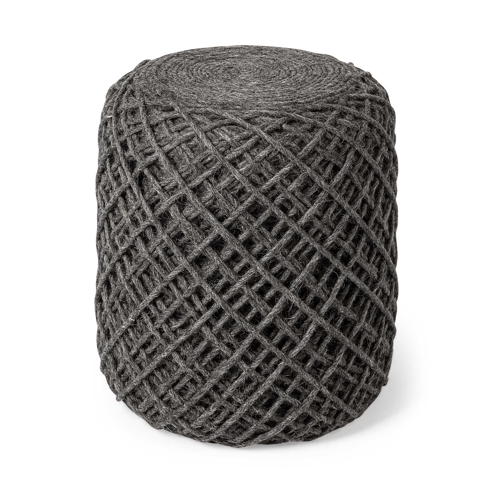 16" Gray Upholstery Cylinder Abstract Pouf Ottoman - Living Room