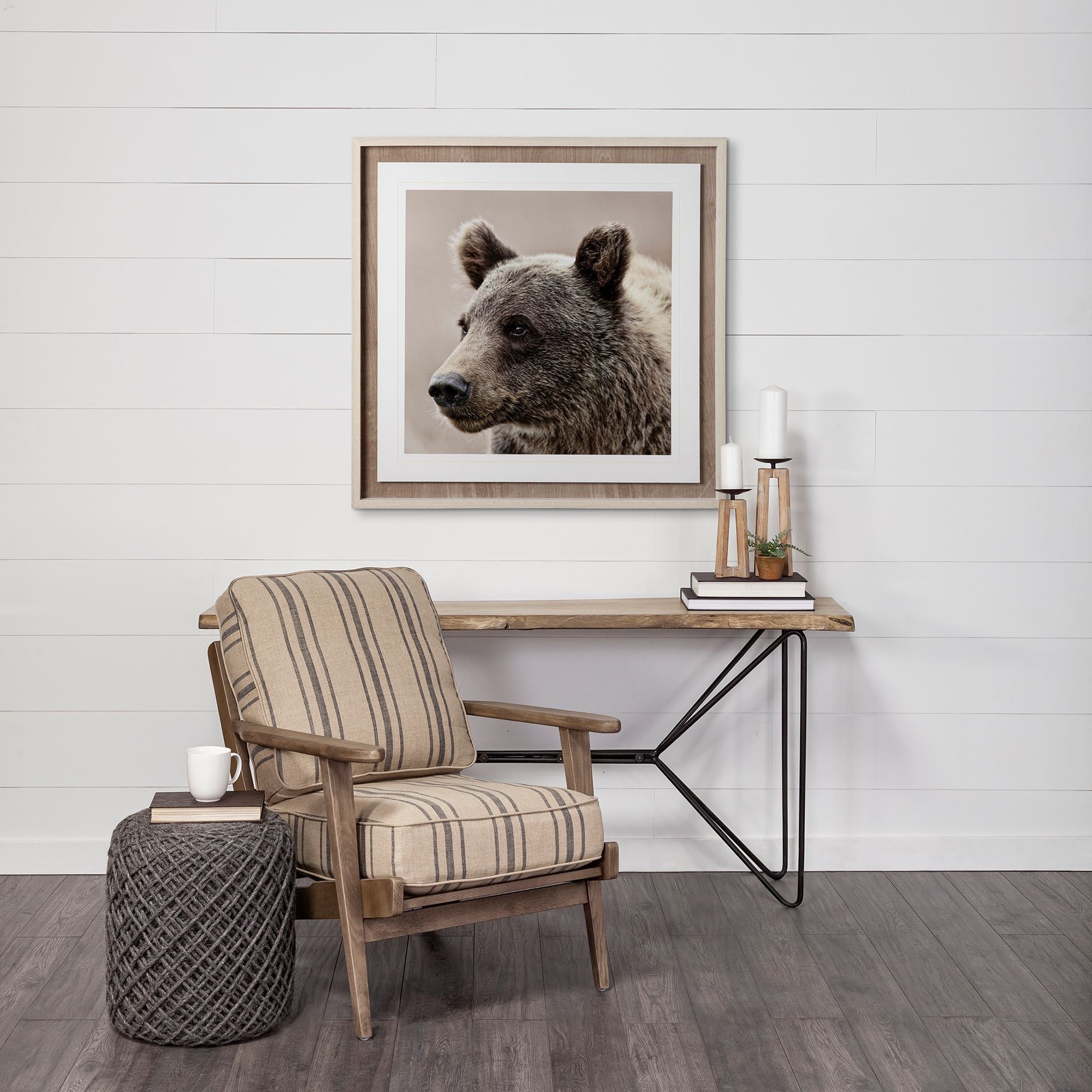 16" Gray Upholstery Cylinder Abstract Pouf Ottoman - Living Room