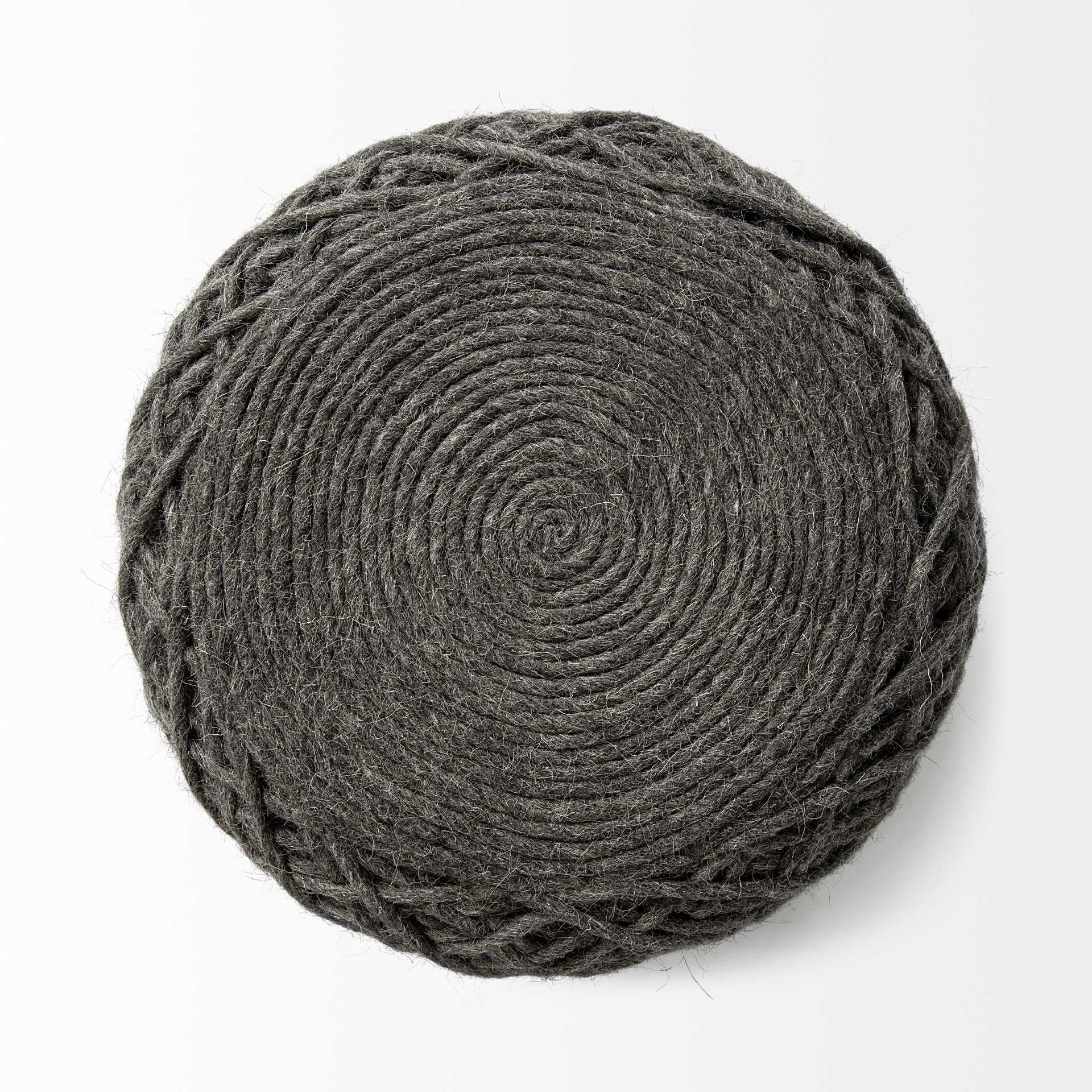 16" Gray Upholstery Cylinder Abstract Pouf Ottoman - Living Room