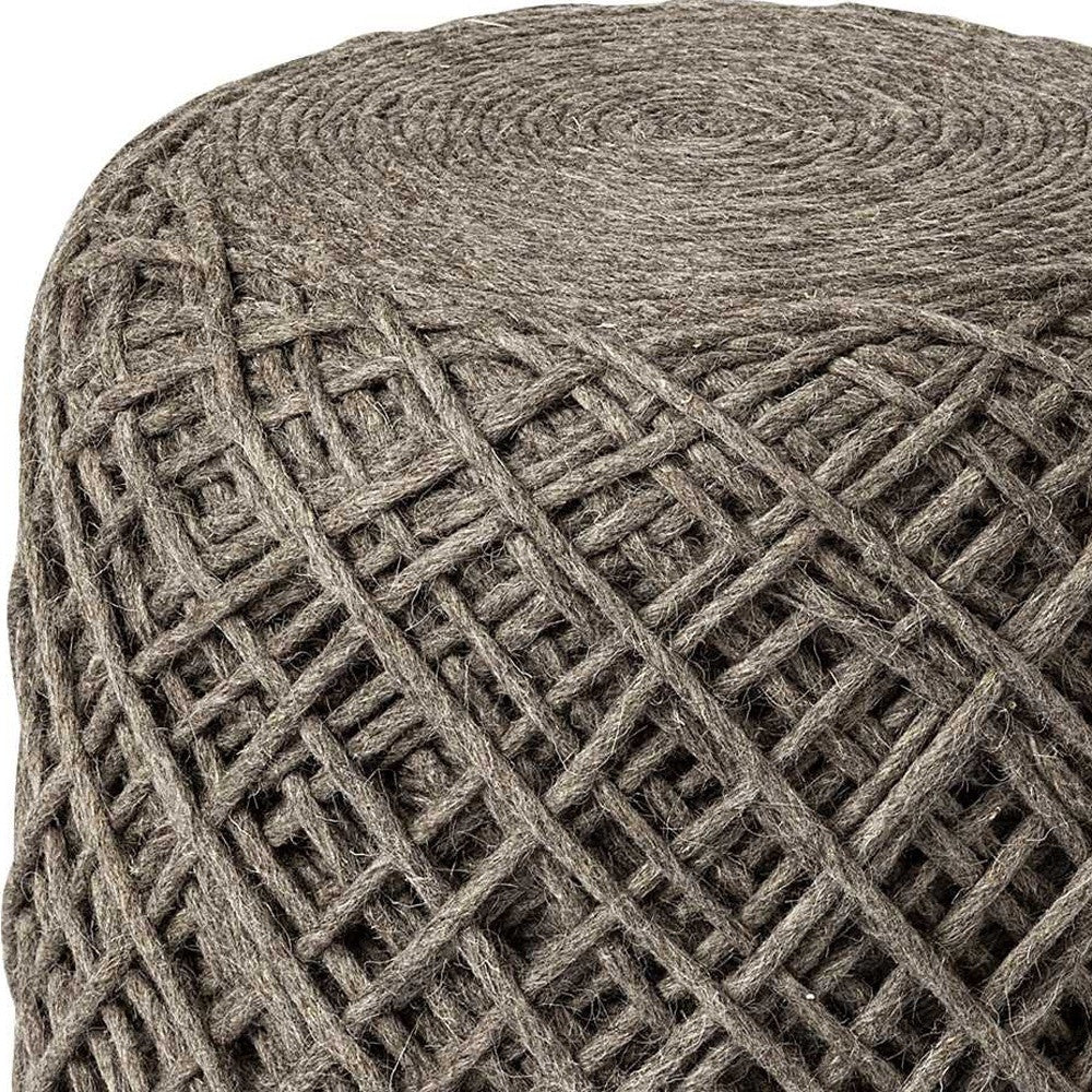 16" Brown Upholstery Cylinder Abstract Pouf Ottoman - Living Room