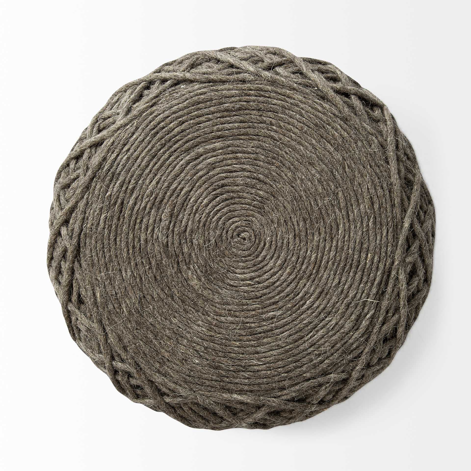16" Brown Upholstery Cylinder Abstract Pouf Ottoman - Living Room