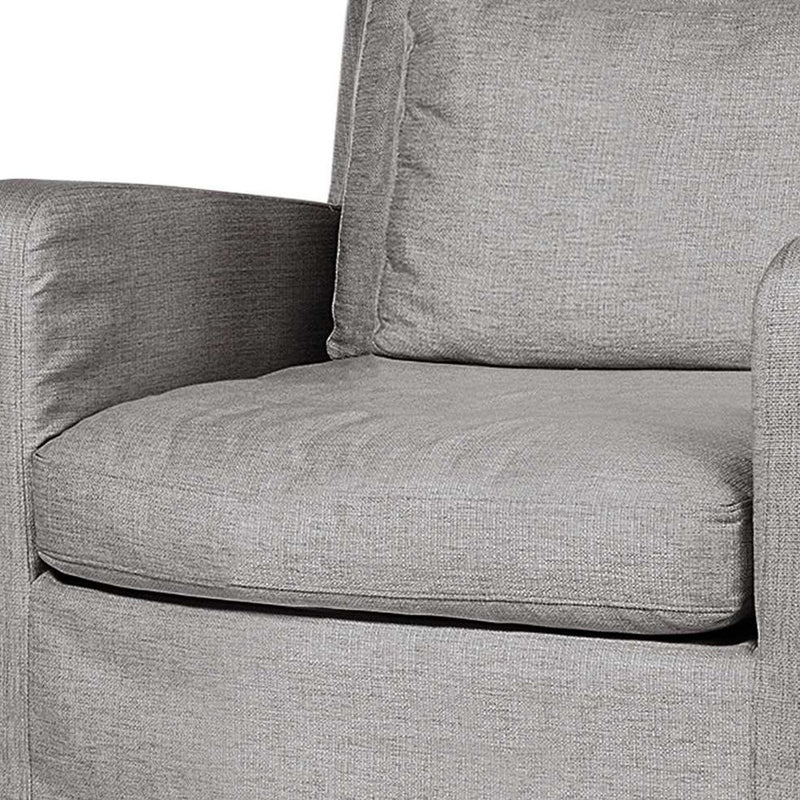 38" Gray and Brown Linen Arm Chair - Living Room