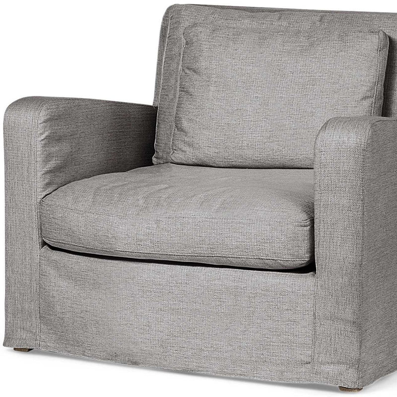 38" Gray and Brown Linen Arm Chair - Living Room