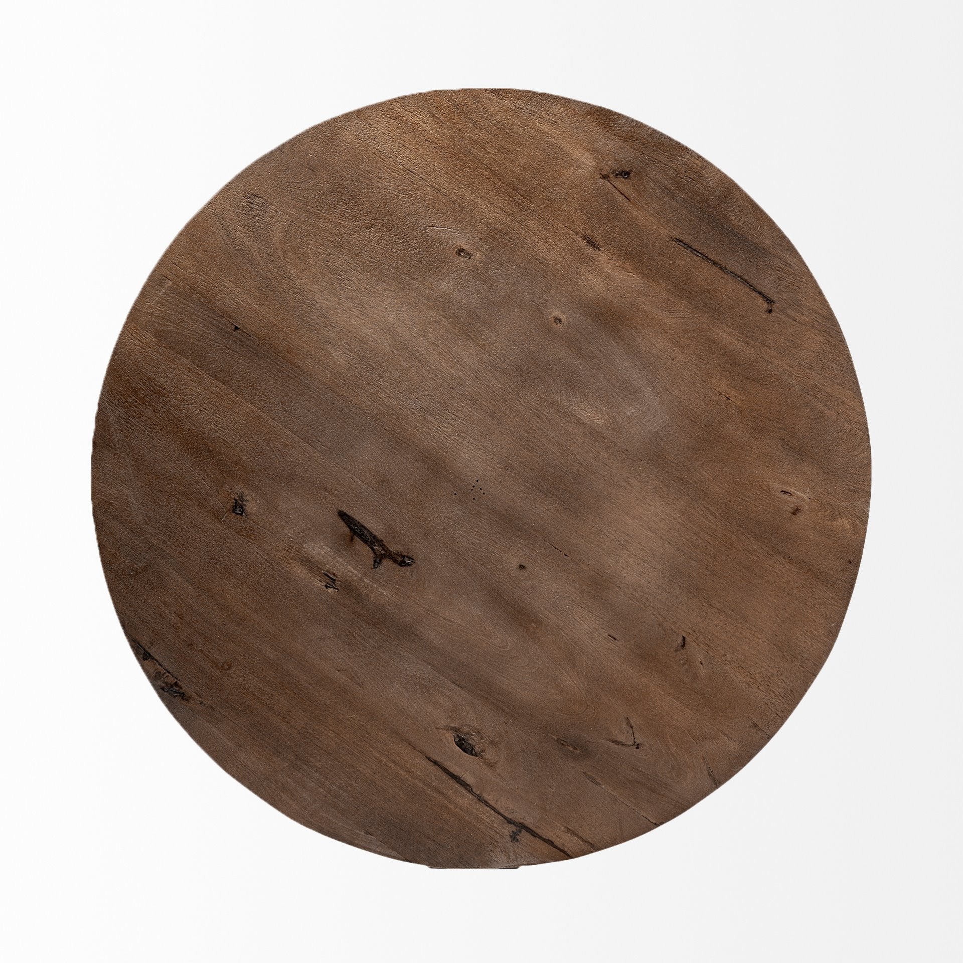 41" Brown and Black Solid Wood and Metal Round Coffee Table - Living Room
