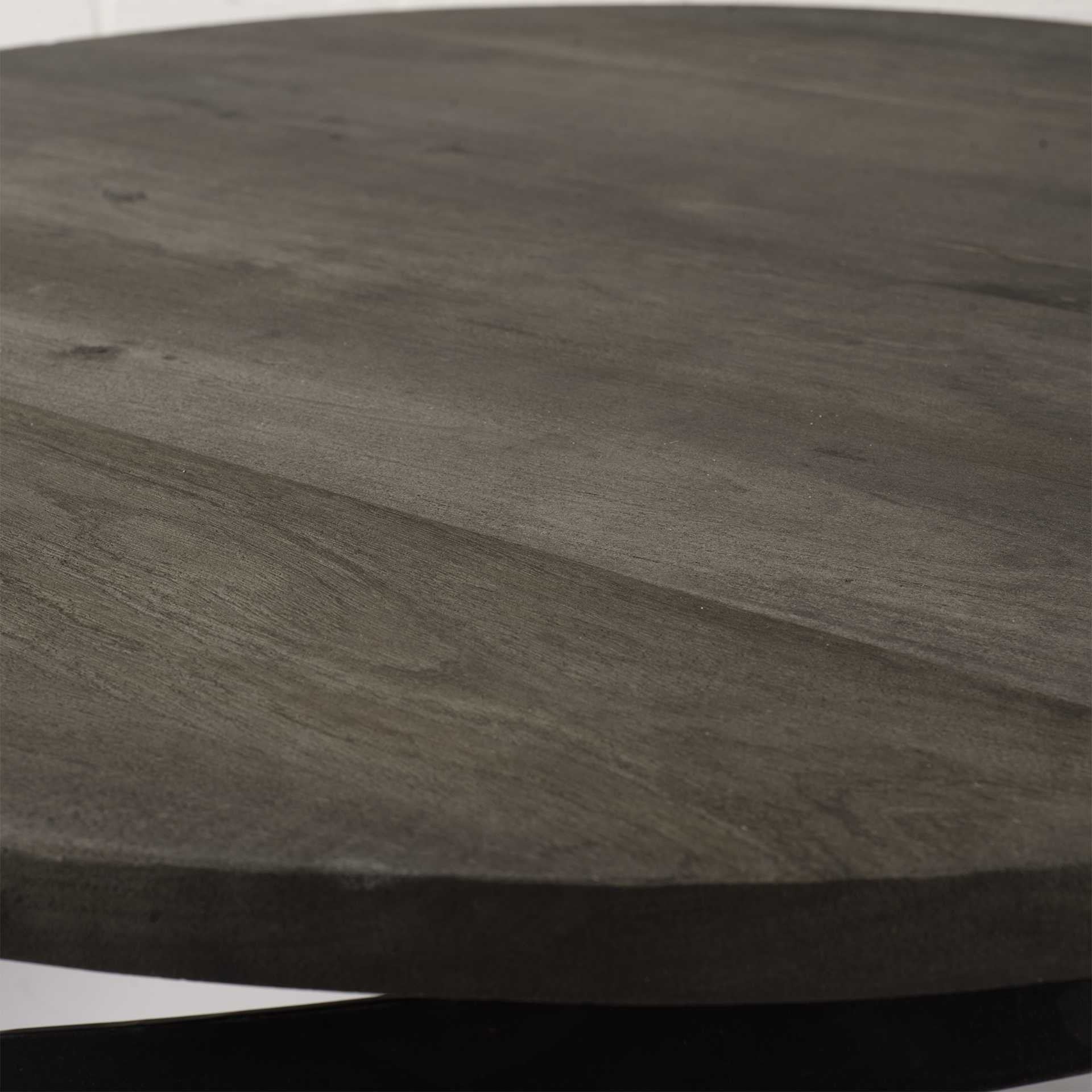 41" Brown and Black Solid Wood and Metal Round Coffee Table - Living Room