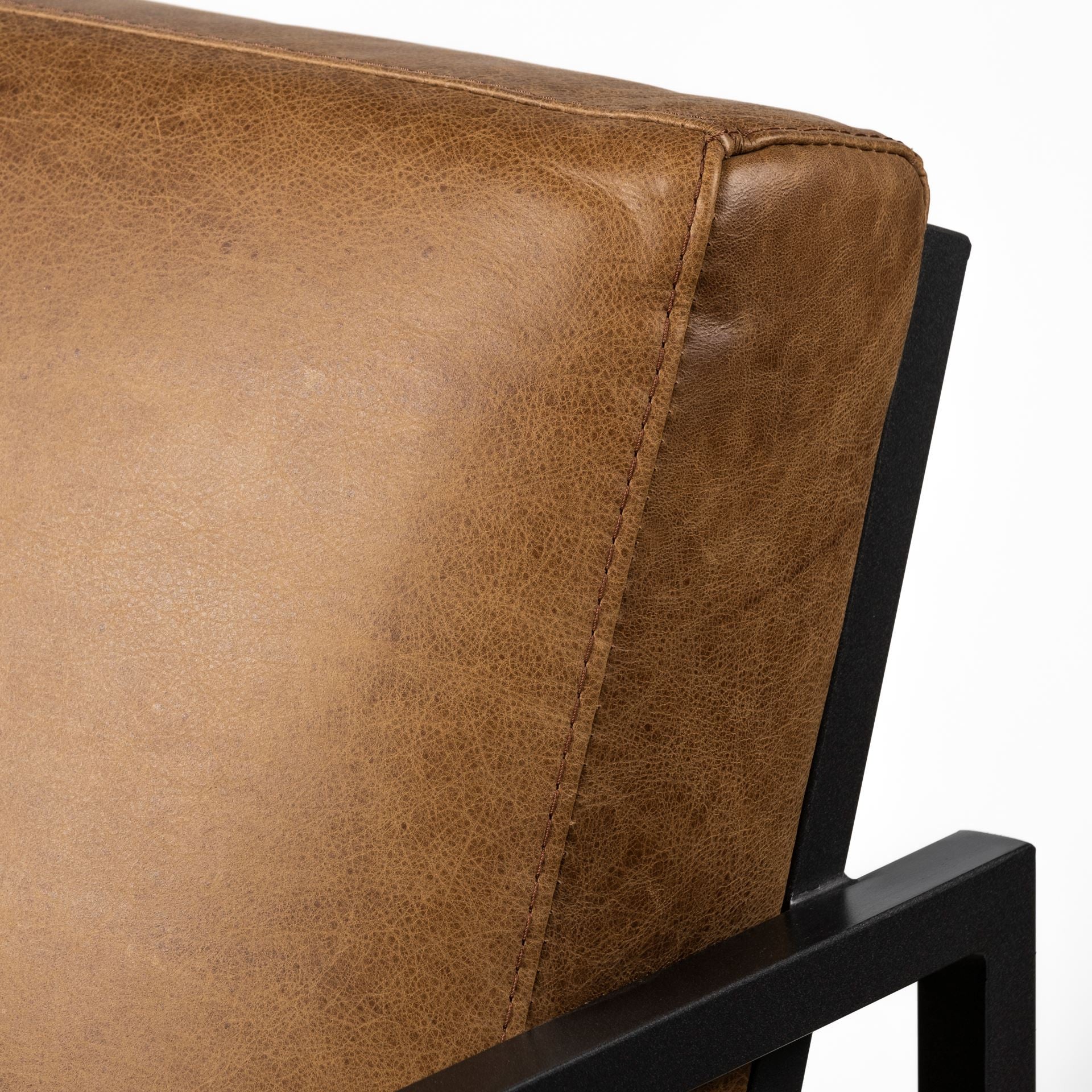 32" Brown and Black Faux Leather Distressed Arm Chair - Living Room