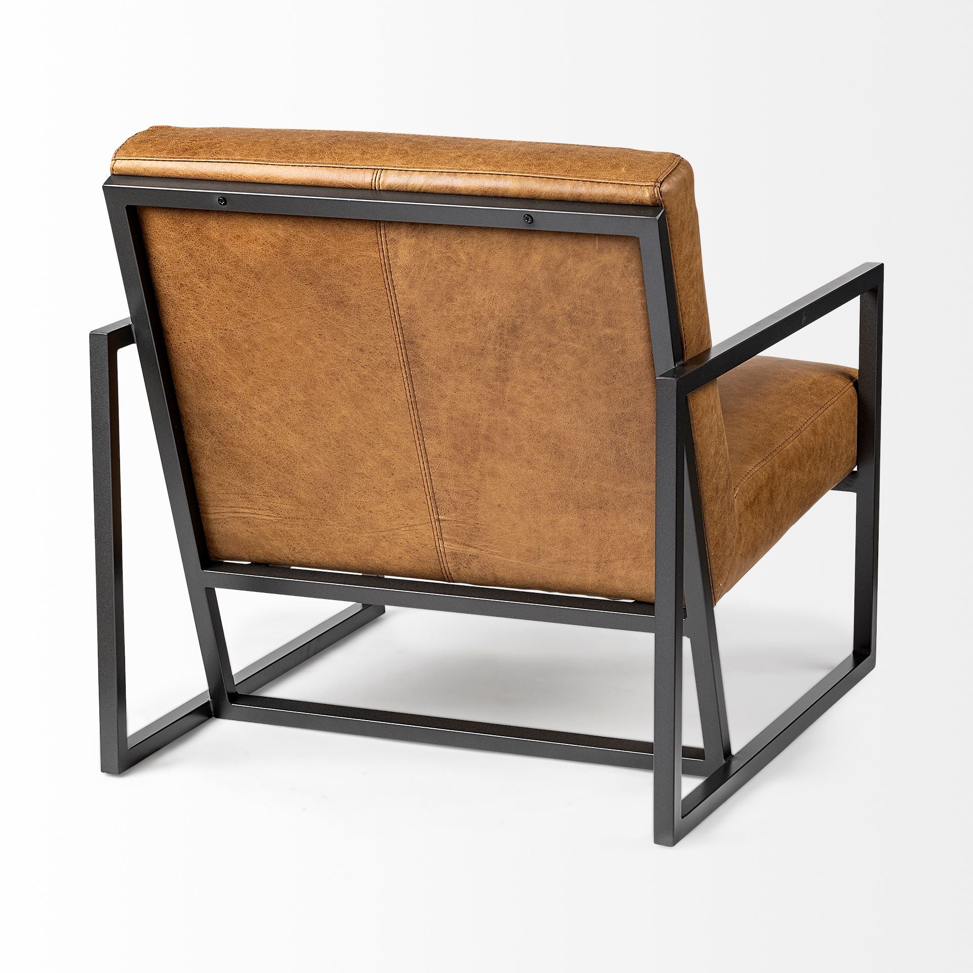 32" Brown and Black Faux Leather Distressed Arm Chair - Living Room
