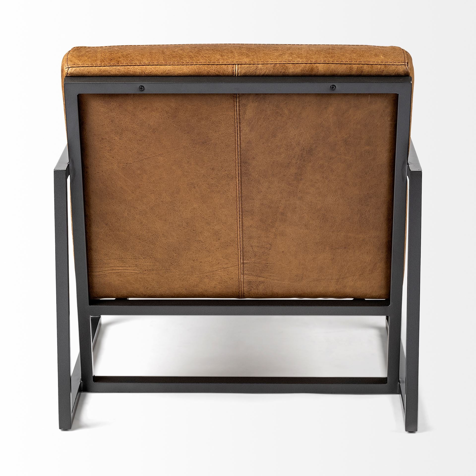 32" Brown and Black Faux Leather Distressed Arm Chair - Living Room