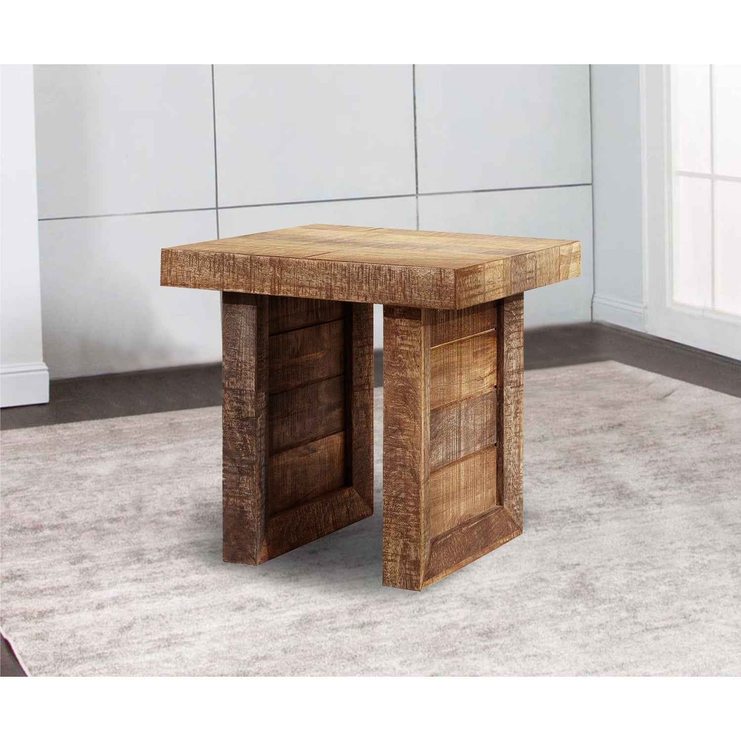 20" Brown Solid Wood Square End Table