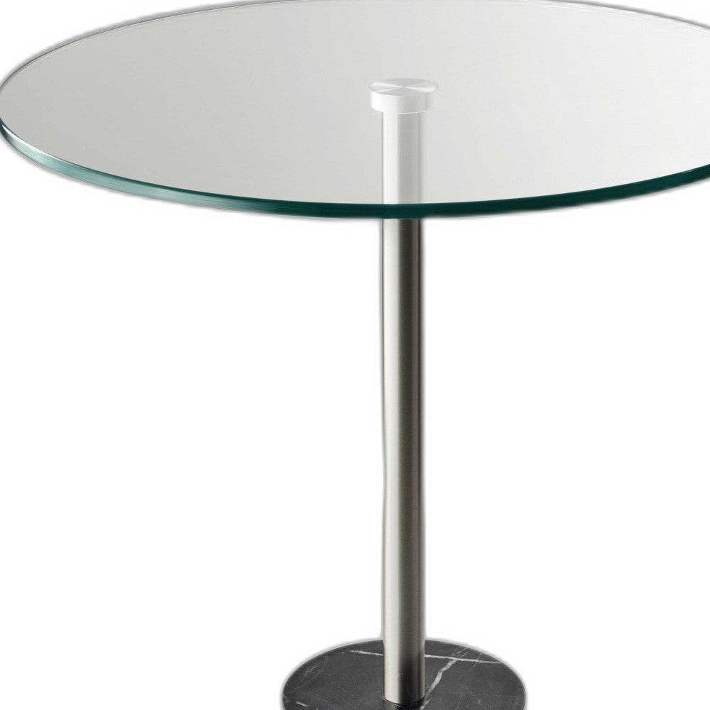 21" Silver And Clear Glass Round End Table - Living Room