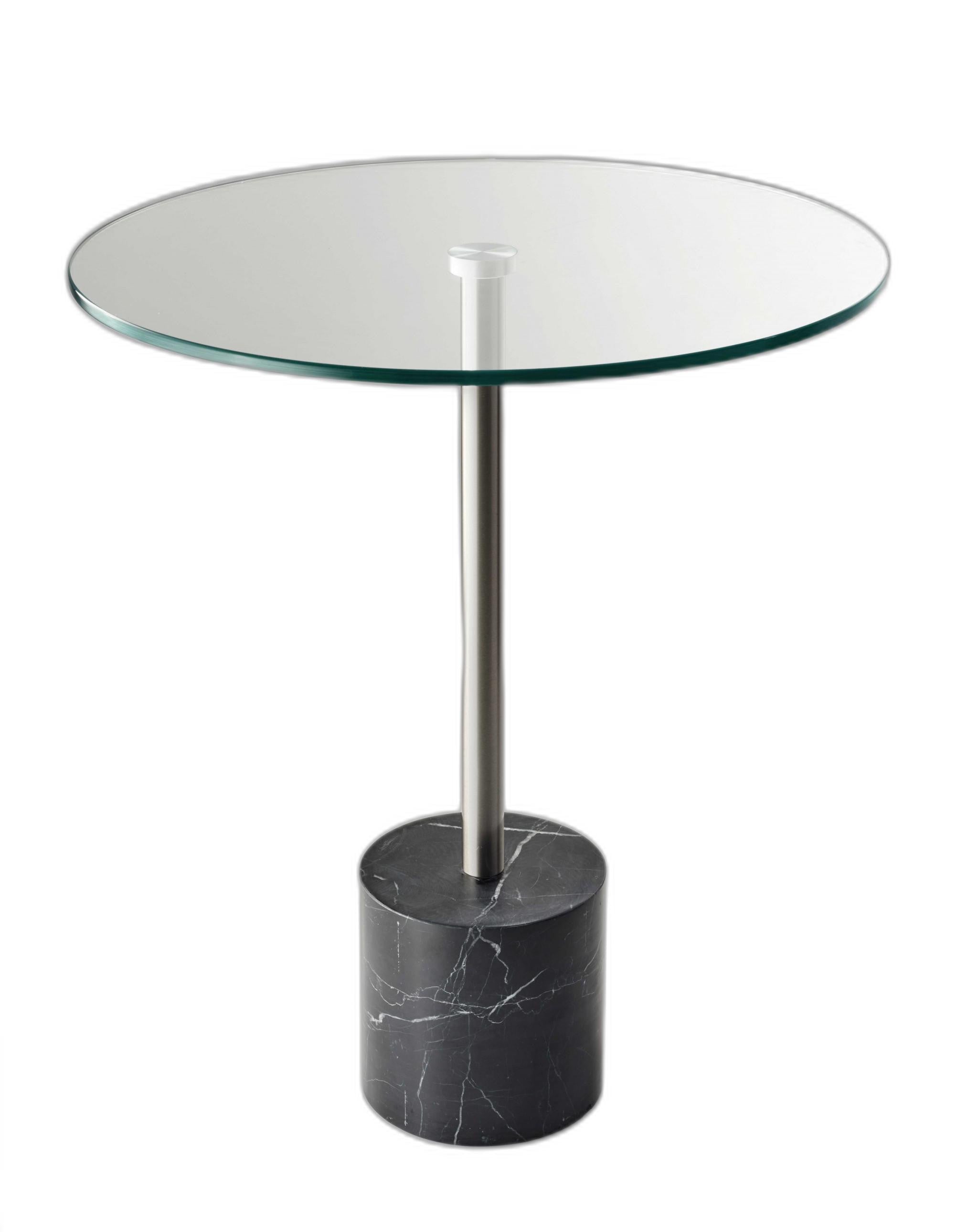 21" Silver And Clear Glass Round End Table - Living Room