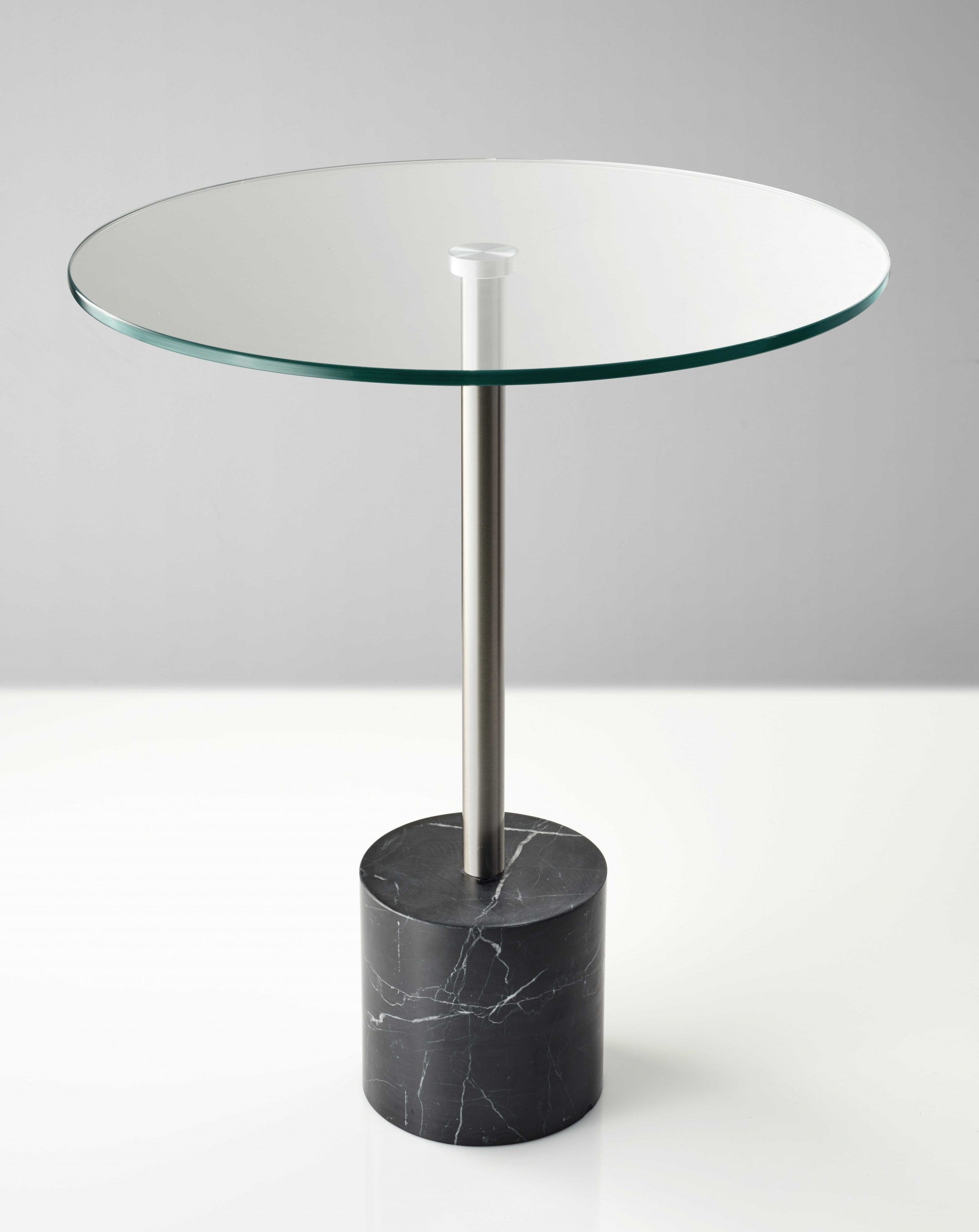 21" Silver And Clear Glass Round End Table - Living Room