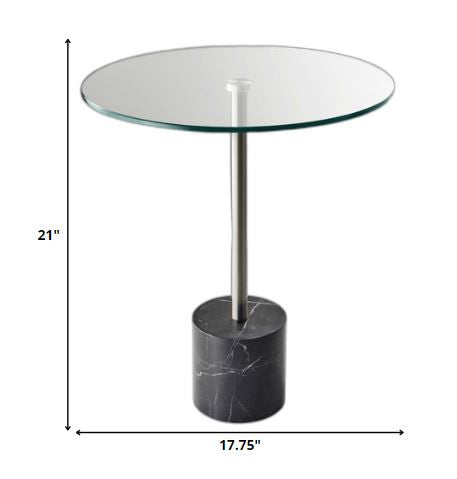 21" Silver And Clear Glass Round End Table - Living Room