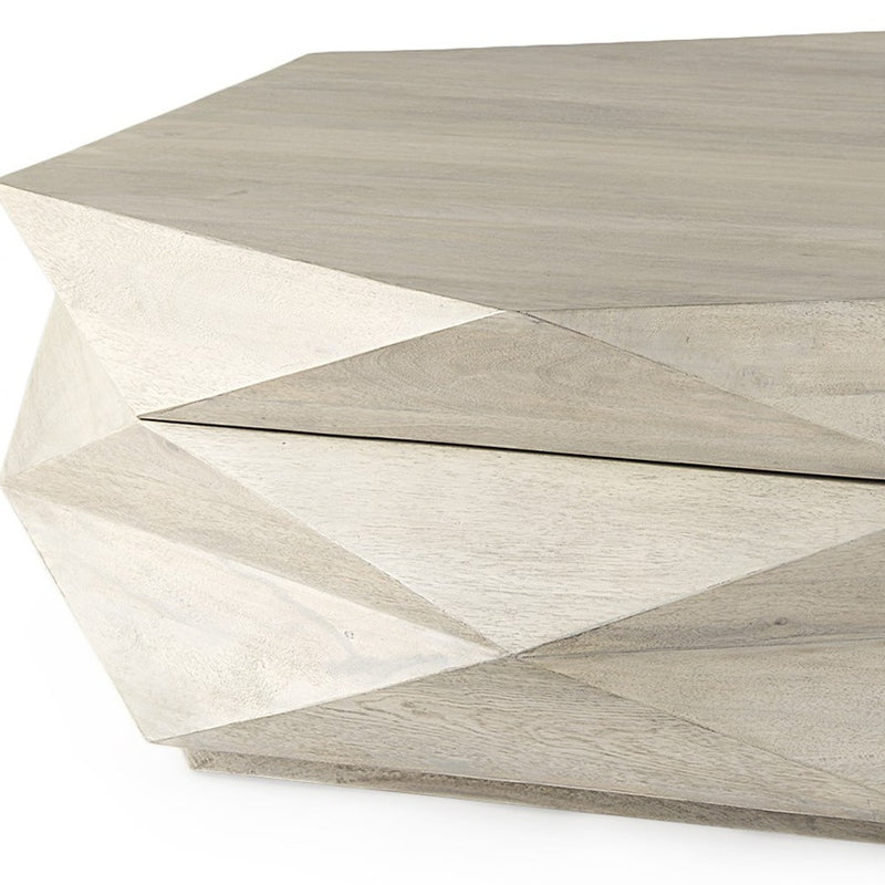48" Natural Solid Wood Hexagon Lift Top Solid Coffee Table - Living Room